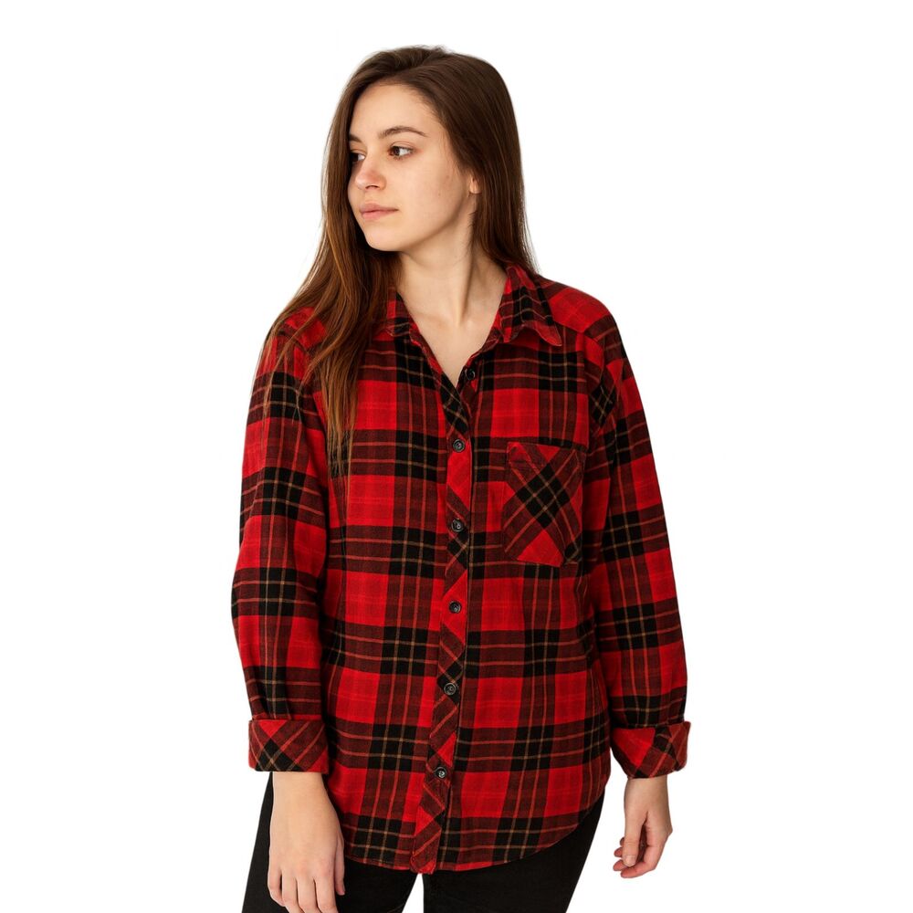 Women's Wild Fable Flannel Red Plaid Button up Shirt SZ XL